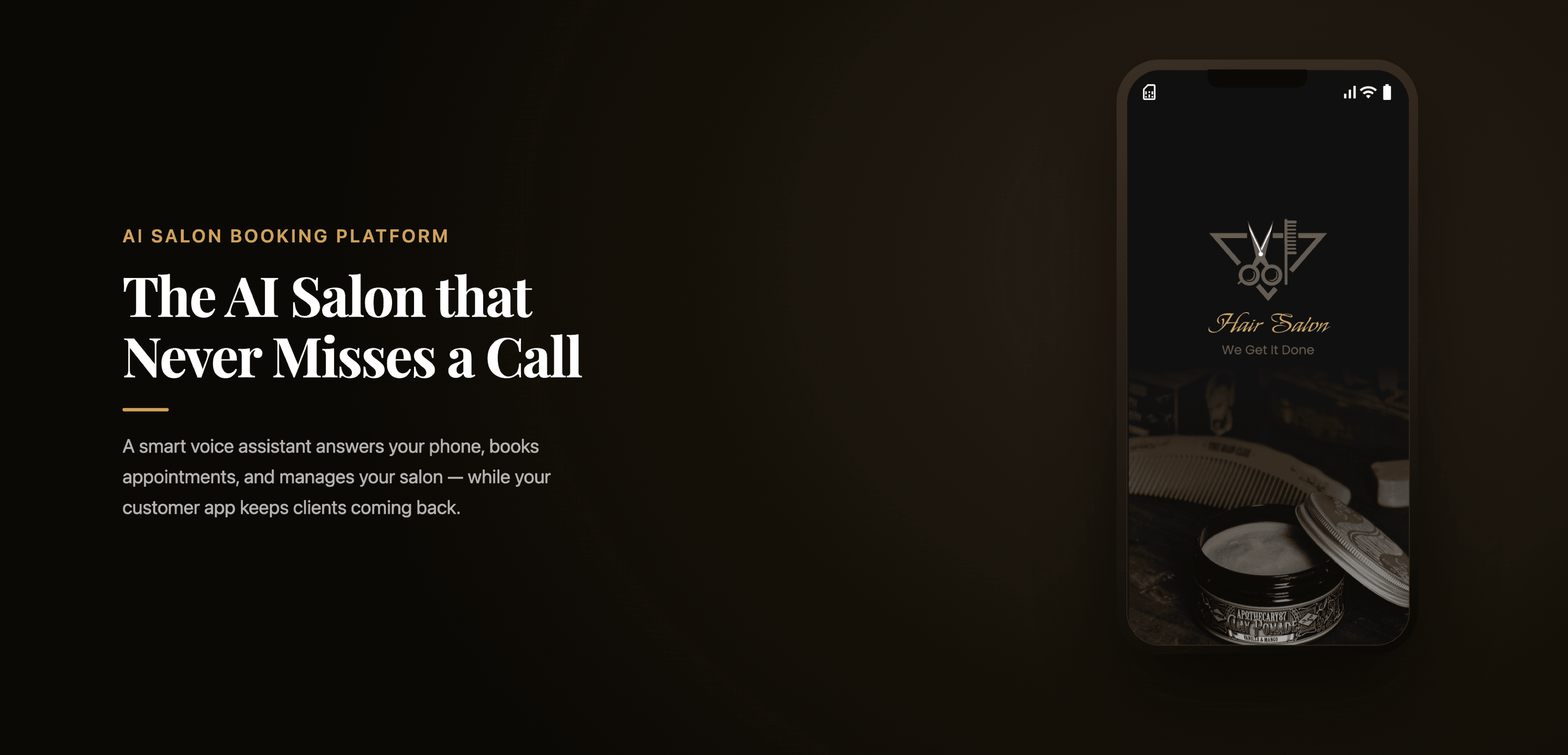 AI voice assistant answering a salon phone call to book an appointment