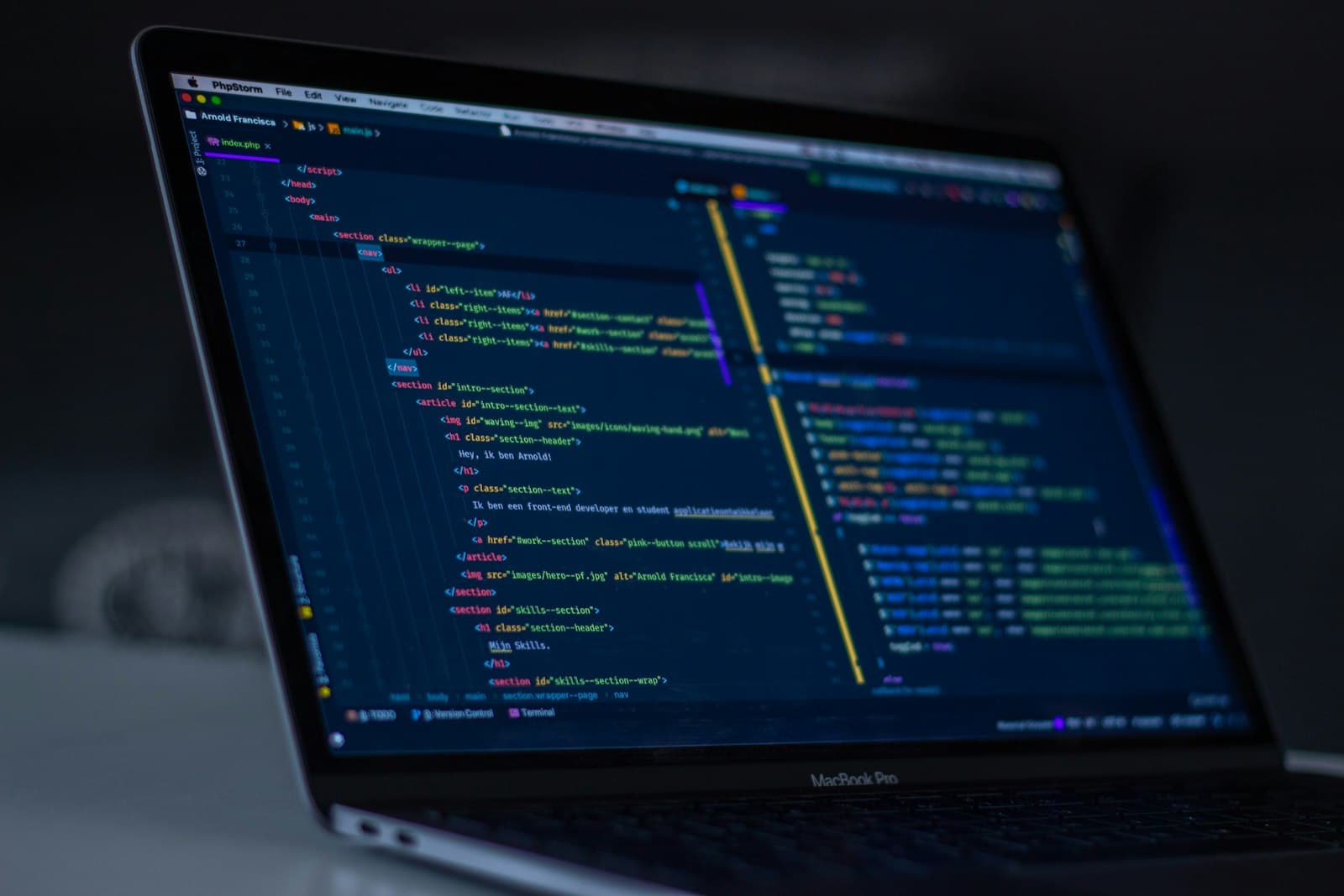 Production code in a developer's editor